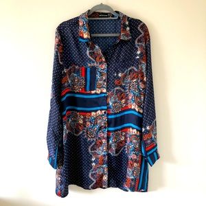 💙 Pretty Little Thing Long Sleeve Oversized Blouse Dress Size 8